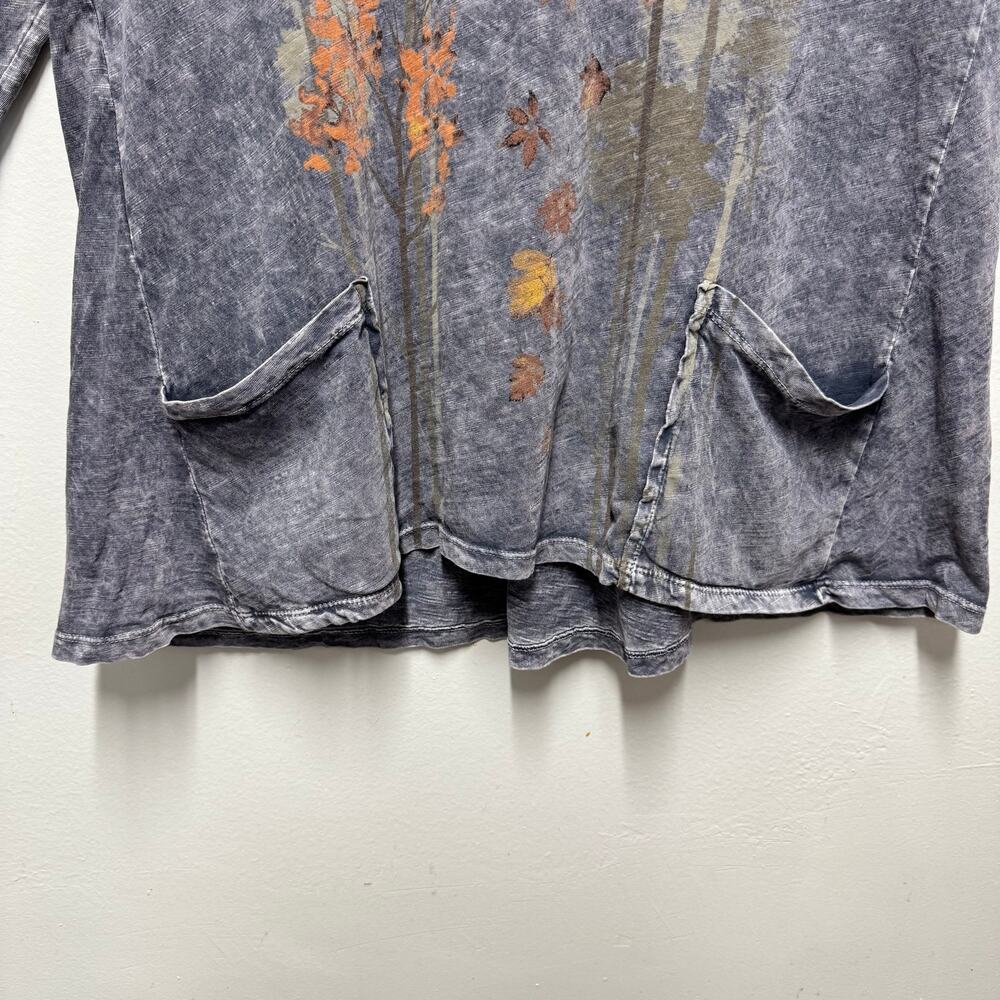 Jess & Jane M Acid Wash Floral Tunic Top Made USA Earthy Artsy Boho 90’s Cotton - Picture 5 of 13
